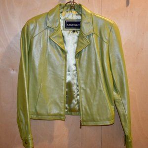 Green Leather Jacket- Saguaro Medium